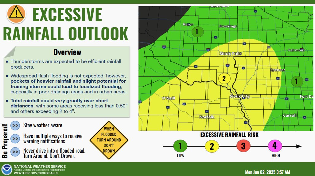 Thunderstorms may bring excessive rainfall late Monday afternoon and evening.  

This map highlights the area with the greatest potential of seeing impactful rainfall that could lead to minor urban flooding or small stream rises.