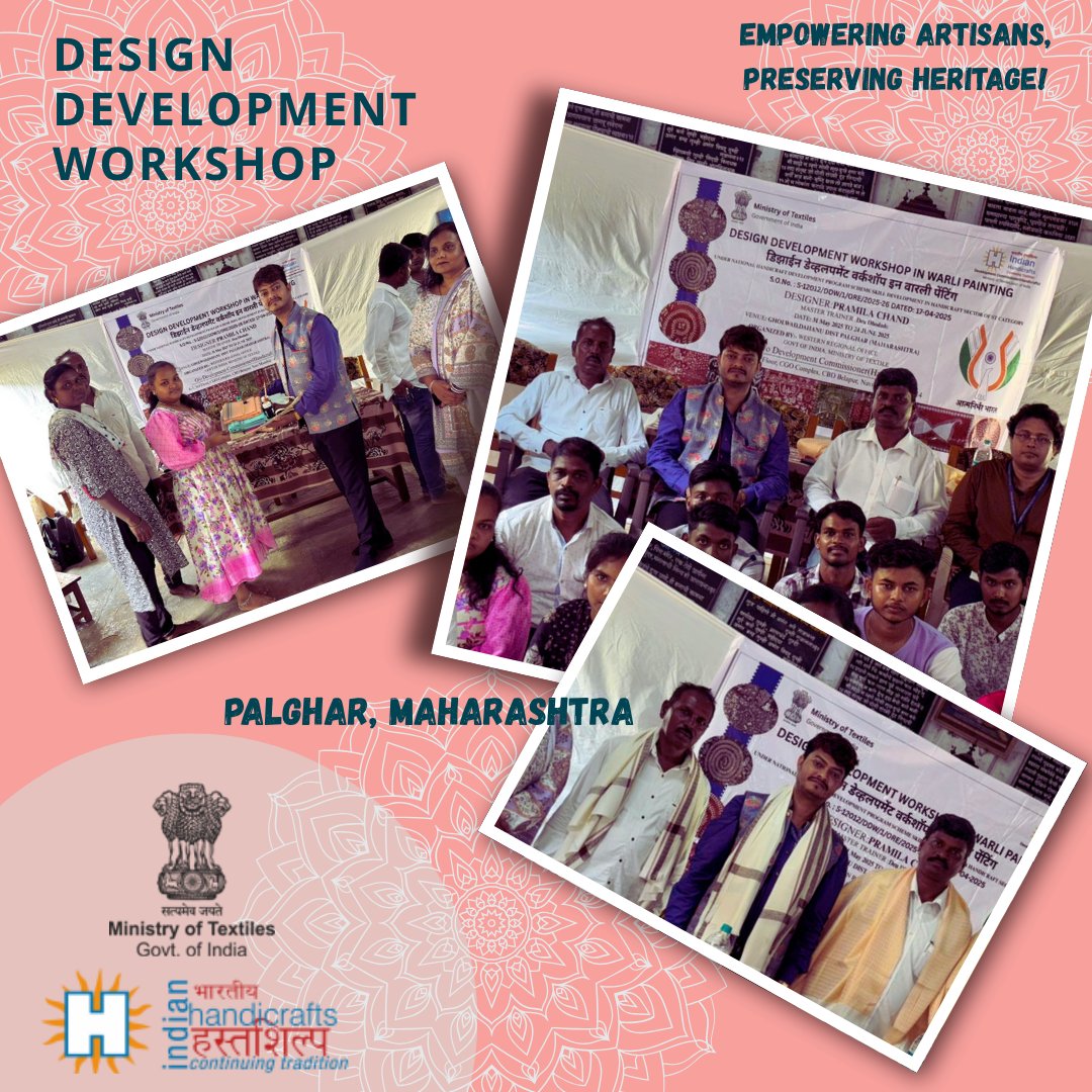 DC(Handicrafts) (@handicraftsdc) on Twitter photo WRO Mumbai launched a Warli Painting workshop on 31st May in Gholwad, Palghar, led by designer Smt. Pramila Chandak. The initiative promotes local artisans & preserves Warli art.
#WarliArt #mumbai #culture <a href="/TexMinIndia/">Ministry of Textiles</a> WRO Mumbai launched a Warli Painting workshop on 31st May in Gholwad, Palghar, led by designer Smt. Pramila Chandak. The initiative promotes local artisans & preserves Warli art.
#WarliArt #mumbai #culture <a href="/TexMinIndia/">Ministry of Textiles</a>