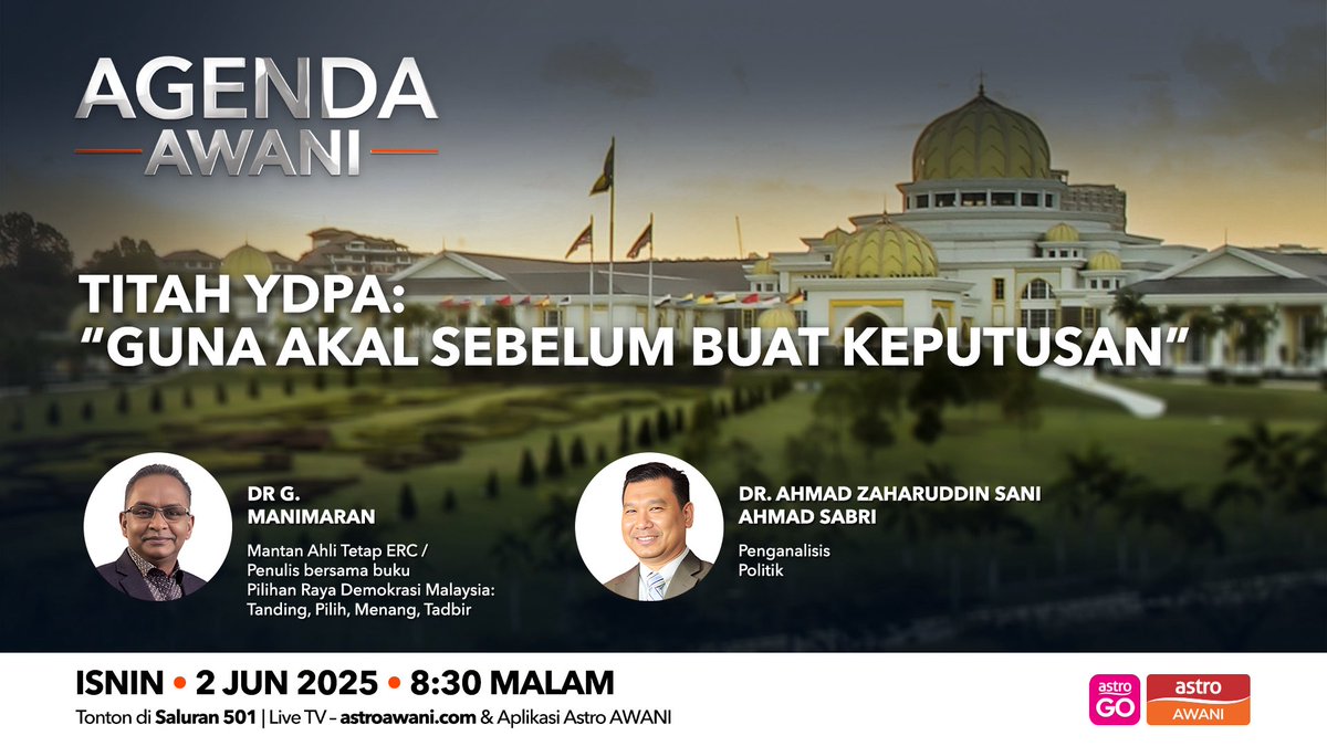 AgendaAWANI (@agendaawani) on Twitter photo Apa ‘virus’ yang dimaksudkan Seri Paduka YDPA yang mula menular di negara ini dan tidak boleh diubat; dengan ambil kira konteks dinamika politik yang memberi kesan kepada rakyat dan negara? Diskusi 8.30 malam <a href="/irfanfaruqi_/">Irfan Faruqi 🇲🇾</a> <a href="/501Awani/">Astro AWANI</a> Apa ‘virus’ yang dimaksudkan Seri Paduka YDPA yang mula menular di negara ini dan tidak boleh diubat; dengan ambil kira konteks dinamika politik yang memberi kesan kepada rakyat dan negara? Diskusi 8.30 malam <a href="/irfanfaruqi_/">Irfan Faruqi 🇲🇾</a> <a href="/501Awani/">Astro AWANI</a>