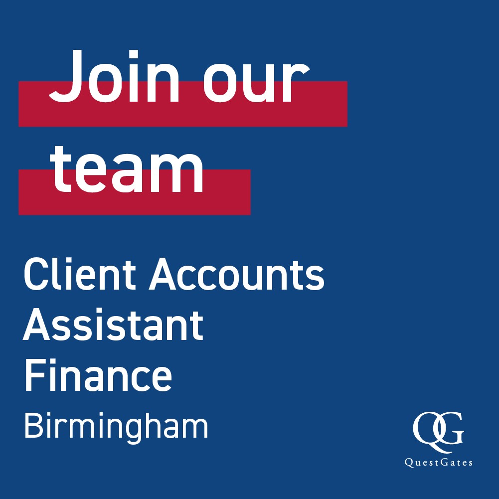 QuestGates (@questgates) on Twitter photo We are looking to recruit a Client Accounts Assistant within our Finance team, based in our head office in Birmingham. Part time hours will be considered.
Find out more here: questgates.co.uk/wp-content/upl… We are looking to recruit a Client Accounts Assistant within our Finance team, based in our head office in Birmingham. Part time hours will be considered.
Find out more here: questgates.co.uk/wp-content/upl…