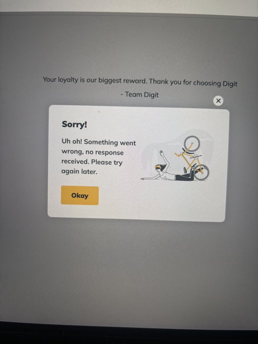 sahit's tweet photo. @heydigit why are you not letting me renew my motor insurance? Your system down or something? https://t.co/wK1s39jCFC