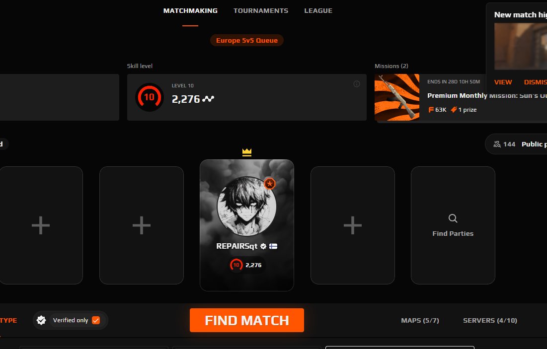 any faceit grinders to 3k with prem