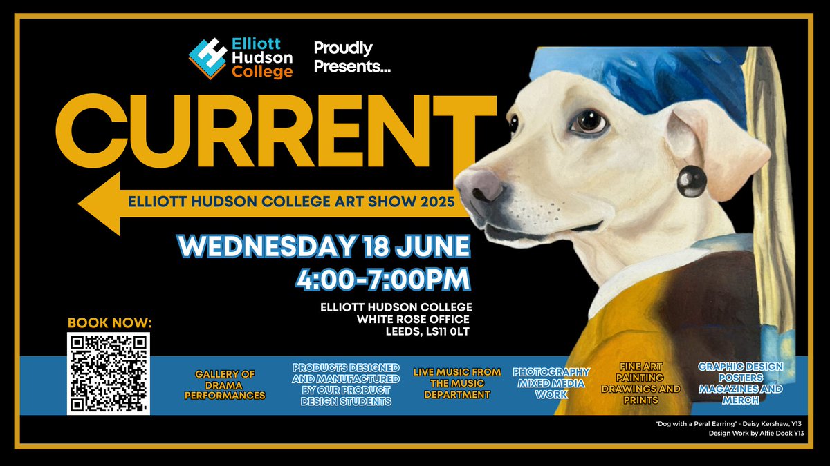 gorse_ruth's tweet image. 📢😍We can't wait to go to @EHCleeds's FREE annual creative arts show “Current” on Wednesday 18 June 2025 from 4:00 to 7:00pm. Book now: eventbrite.com/e/current-ehc-… #artanddesign #arts #show #post16 #college