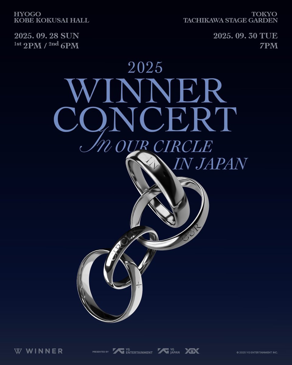 위너, 6년 만의 일본 투어 확정! 오는 7월 25-27일 사흘간 서울 콘서트도 개최 예정!
<a href="/yg_winnercity/">WINNER</a> will hold their first Japan tour in 6 years. Titled "2025 WINNER CONCERT [IN OUR CIRCLE] IN JAPAN," the concerts kick off in Kobe on Sept 28–29, then head to Tokyo on Sept 30. But first