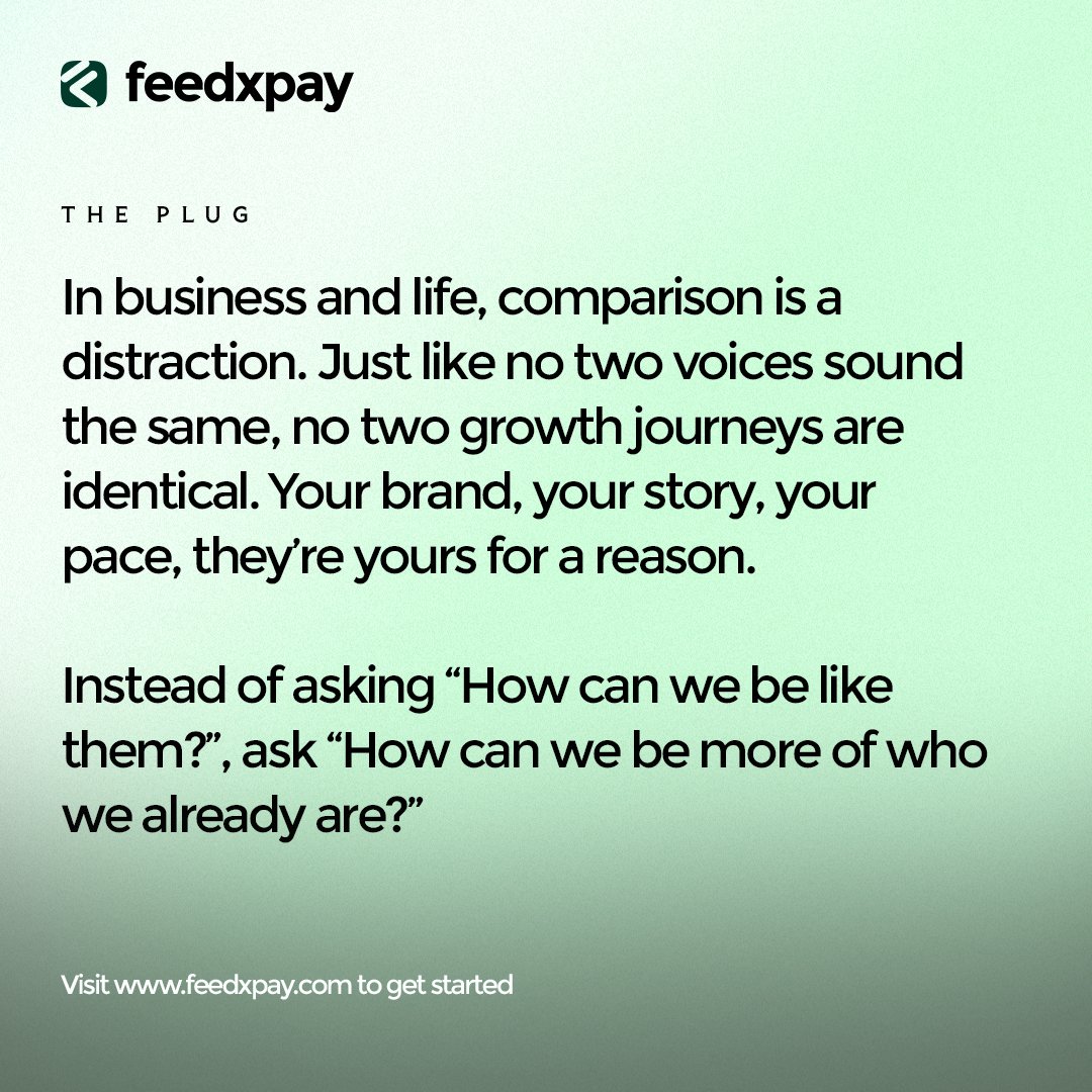 Feedxpay's tweet image. New week, new moves.

You weren’t built to be a copy. You were made to stand out, grow loud, and show up fully as you. Forget the noise, focus on your pace, your path, your power.

Let’s make it count this week.

#Feedxpay #BrandGrowth #PowerPlug #NewWeekEnergy