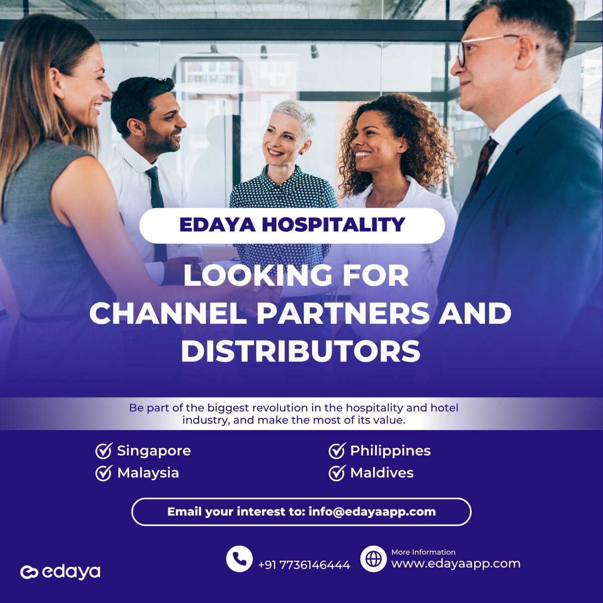 EdayaApp's tweet photo. 🌟 Exciting Opportunity Alert! 🌟 Edaya is on the lookout for Channel Partners in the stunning locales of Maldives, Singapore, Malaysia, and the Philippines! 🌏💼 If you're passionate about collaboration and growth https://t.co/fGg6Ahvw6S