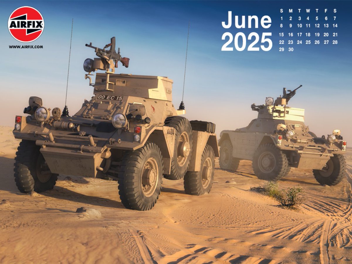 Airfix's tweet photo. Rolling onto your desktop for June is the Ferret Scout Car Mk.1!

Download it here: https://t.co/RWBftxNKvX 👈

#Airfix #ScaleModelling #ScaleModels #FerretScoutCar #DesktopCalendar https://t.co/SJi4n3SvA9