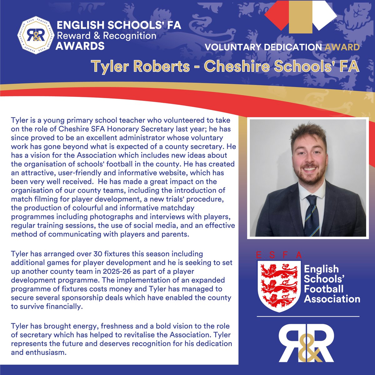 💥Voluntary dedication to schools’ football💥

Vote will close next Wednesday at 5pm and winners will be announced on Saturday 28 June at our R&amp;R Awards event

Vote now via the below 👇
🔗 loom.ly/C-LOUIM
🔴🔵⚪