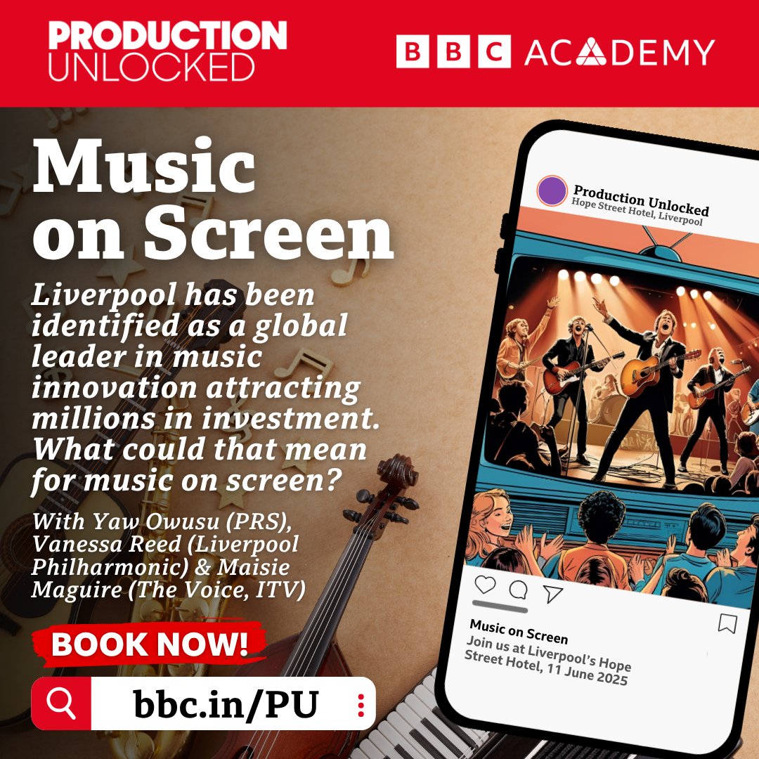BBC Academy (@bbcacademy) on Twitter photo <a href="/RTSNW/">Royal Television Society North West</a> <a href="/BAFTA/">BAFTA</a> <a href="/televisualmedia/">Televisual Quarterly and televisual.com</a> <a href="/Broadcastnow/">Broadcastnow</a> <a href="/FilmLiverpool/">Liverpool Film Office</a> <a href="/CultureLPool/">Culture Liverpool</a> <a href="/LeftBankPics/">Left Bank Pictures</a> <a href="/andy_harries/">Andy Harries</a> <a href="/tonyshoey/">Tony Schumacher</a> <a href="/bbcwritersroom/">BBC Writers</a> <a href="/DancingLedgeUK/">#DancingLedgeProductions</a> <a href="/FremantleUK/">Fremantle UK</a> <a href="/FremantleHQ/">Fremantle</a> <a href="/milkpublicity/">MILK PUBLICITY</a> <a href="/TLCUK/">The Literary Consultancy</a> <a href="/ElementPictures/">Element Pictures</a> <a href="/writingatliv/">Writing@Liverpool</a> <a href="/Creativ19686331/">Creative Writing at Liverpool Hope University</a> <a href="/LJMU/">Liverpool John Moores University</a> 🎶 Liverpool’s music legacy meets the screen.
From soundtracking to storytelling, discover how the city’s culture continues to influence UK media.
With Yaw Owusu, Vanessa Reed & Maisie Maguire.
🎟 Be part of it: bbc.in/PU
#ProductionUnlocked <a href="/RTSNW/">Royal Television Society North West</a> <a href="/BAFTA/">BAFTA</a> <a href="/televisualmedia/">Televisual Quarterly and televisual.com</a> <a href="/Broadcastnow/">Broadcastnow</a> <a href="/FilmLiverpool/">Liverpool Film Office</a> <a href="/CultureLPool/">Culture Liverpool</a> <a href="/LeftBankPics/">Left Bank Pictures</a> <a href="/andy_harries/">Andy Harries</a> <a href="/tonyshoey/">Tony Schumacher</a> <a href="/bbcwritersroom/">BBC Writers</a> <a href="/DancingLedgeUK/">#DancingLedgeProductions</a> <a href="/FremantleUK/">Fremantle UK</a> <a href="/FremantleHQ/">Fremantle</a> <a href="/milkpublicity/">MILK PUBLICITY</a> <a href="/TLCUK/">The Literary Consultancy</a> <a href="/ElementPictures/">Element Pictures</a> <a href="/writingatliv/">Writing@Liverpool</a> <a href="/Creativ19686331/">Creative Writing at Liverpool Hope University</a> <a href="/LJMU/">Liverpool John Moores University</a> 🎶 Liverpool’s music legacy meets the screen.
From soundtracking to storytelling, discover how the city’s culture continues to influence UK media.
With Yaw Owusu, Vanessa Reed & Maisie Maguire.
🎟 Be part of it: bbc.in/PU
#ProductionUnlocked