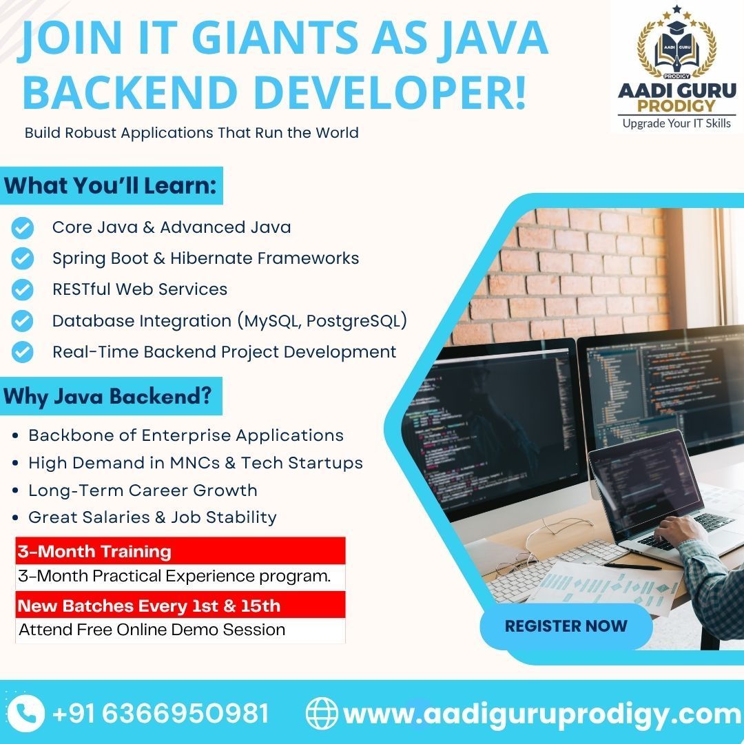 aadiguruprodigy's tweet image. Java Backend = Career Stability!
💻 Used by 90% of Fortune 500s
📈 Scalable, Secure & In-Demand
📚 3-Month Training + Placement Support
🎁 Free Demo | 📅 Batches: 1st & 15th
For Registration : Check our Dm to Get the registration link.
#javabackend #javatraining