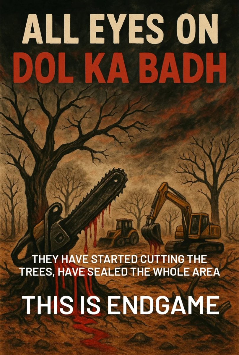 Nicolechoudhary's tweet photo. CM Bhajanlal Sharma promised to plant 7 crore trees last year, 11 crore this year.
And yet, 2400+ native trees in Dol Ka Badh are being axed.
What’s the point of planting when you can’t protect what already stands?
#SaveDolKaBadh #GreenHypocrisy https://t.co/HEHnmAAKW1