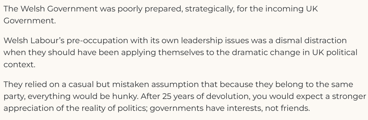 This passage from former Welsh Gov Director General Desmond Clifford from a few weeks ago seems relevant again here: