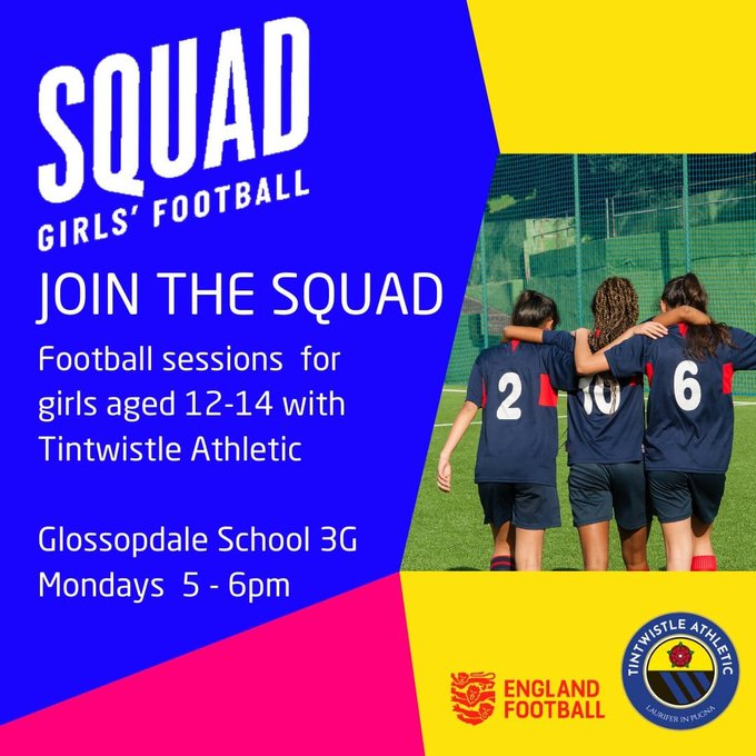 Tintwistle Athletic (@tinnyathleticfc) on Twitter photo TONIGHT: We continue our two Girls Football sessions at <a href="/GSThePlace/">GSThePlace</a>!
Squad Girls (age 12-14) takes place from 5-6pm, and Wildcats (age 5-11) from 6-7pm. Booking recommended:
Squad Girls: book.englandfootball.com/Squad/Tintwistโฆ
Wildcats: book.englandfootball.com/Wildcats/Tintwโฆ
#JoinTheJourney #Tintwistle TONIGHT: We continue our two Girls Football sessions at <a href="/GSThePlace/">GSThePlace</a>!
Squad Girls (age 12-14) takes place from 5-6pm, and Wildcats (age 5-11) from 6-7pm. Booking recommended:
Squad Girls: book.englandfootball.com/Squad/Tintwistโฆ
Wildcats: book.englandfootball.com/Wildcats/Tintwโฆ
#JoinTheJourney #Tintwistle