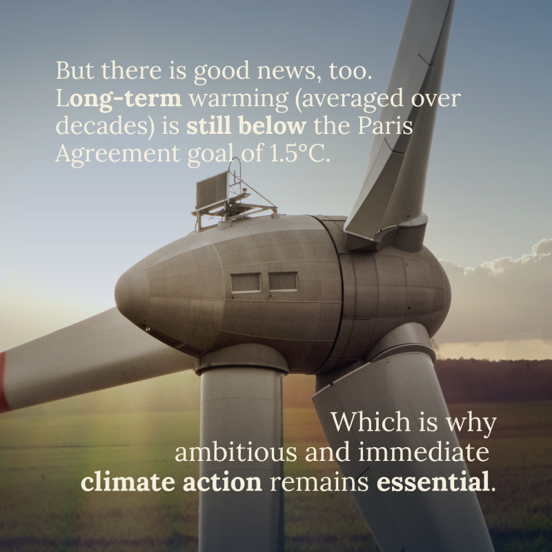 UNFCCC's tweet photo. The latest @‌WMO report warns that global temperatures will reach new extremes in the next five years.

The good news: Our long term temperature goals can still be achieved.

Ambitious climate action isn't optional. It's essential.