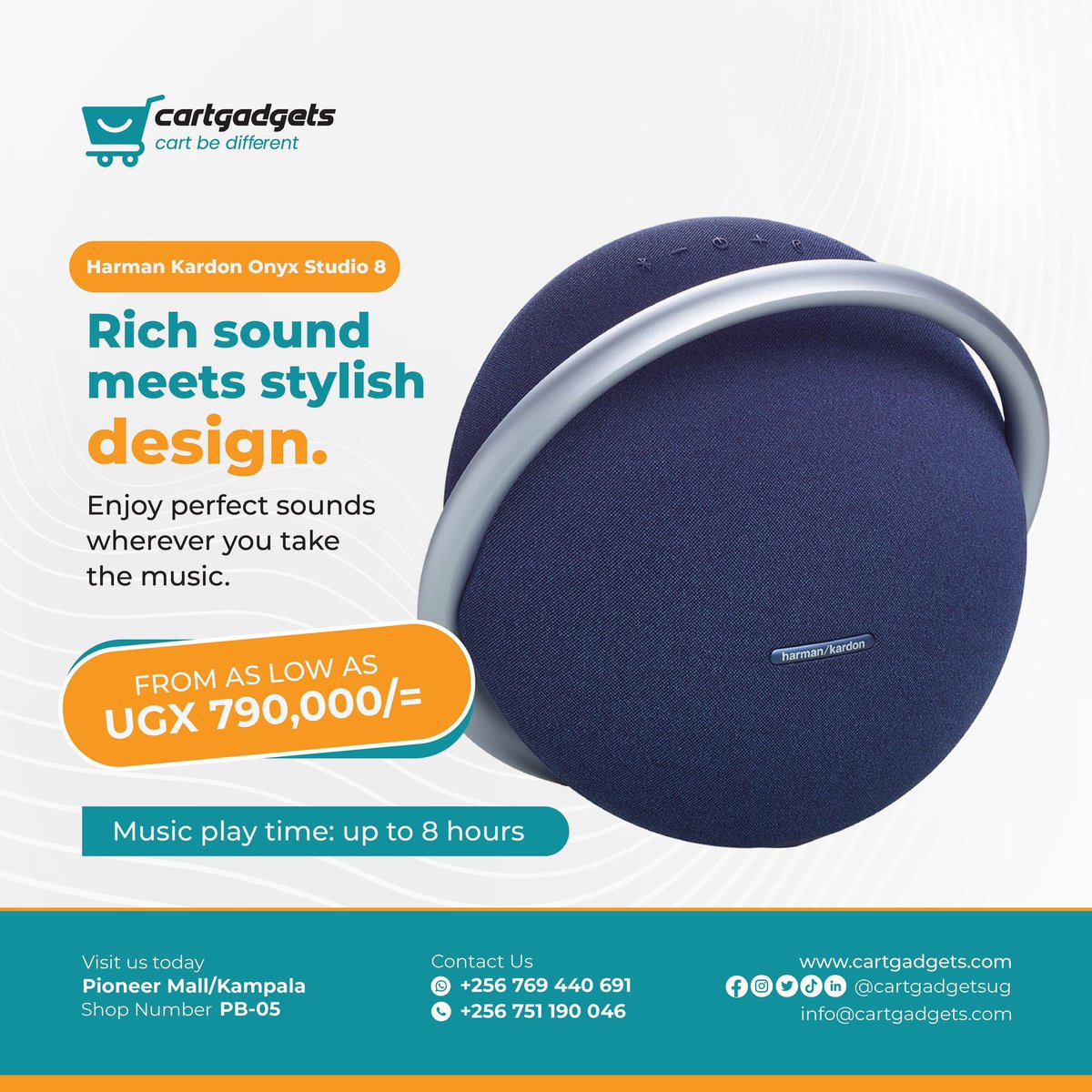 Turn up the vibe with bold sound and sleek style. 
Your music, your way  wherever you go. 
 #SoundThatMoves #CartGadgets