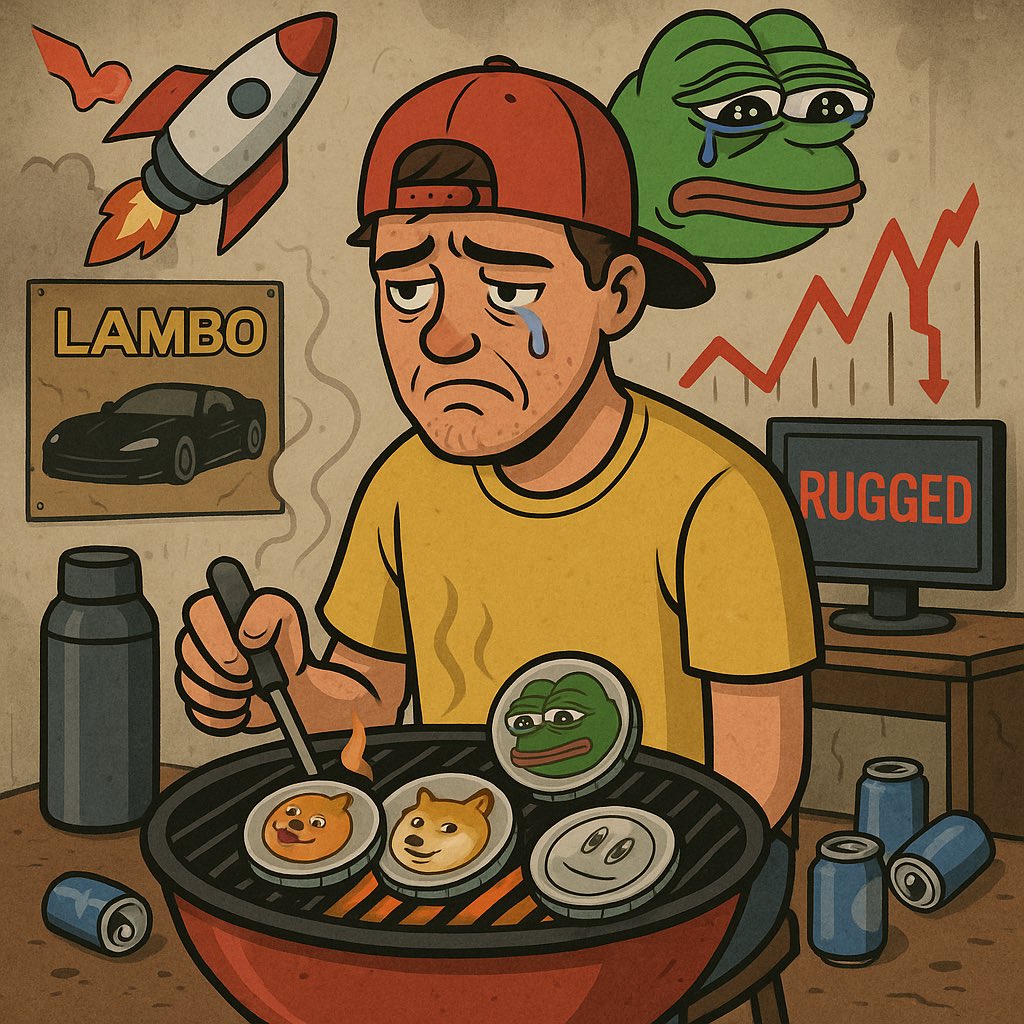 ChickenBBQ_08's tweet photo. Every cycle, people make 7 deadly mistakes:

1. Buy tops  
2. Sell bottoms  
3. Chase pumps  
4. Ignore memes  
5. Worship fundamentals  
6. Marry coins  
7. Forget to take profits  

#CryptoPain #Memecoins #CT #WAGMI https://t.co/K89KPooHsv