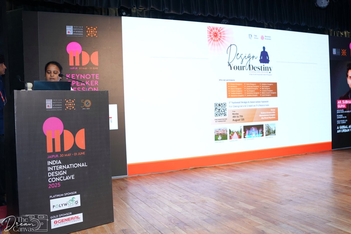 BKDIWing's tweet photo. Design Meets Inner Silence at #IIDC2025 
In Jaipur, designers paused the hustle for a meditative moment with Sister Savitha (@BKsavithaTM). Stillness sparked creativity, clarity, and connection.
Because the best designs emerge from a clear mind. 
#DesignBeyondBoundaries https://t.co/CxeGjrkkPw