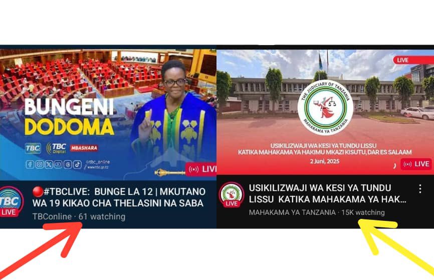 Hii ndio maana ya public interest.

Bunge wanaangalia watu 61

Mahakama kesi ya Lissu watu 15,000.