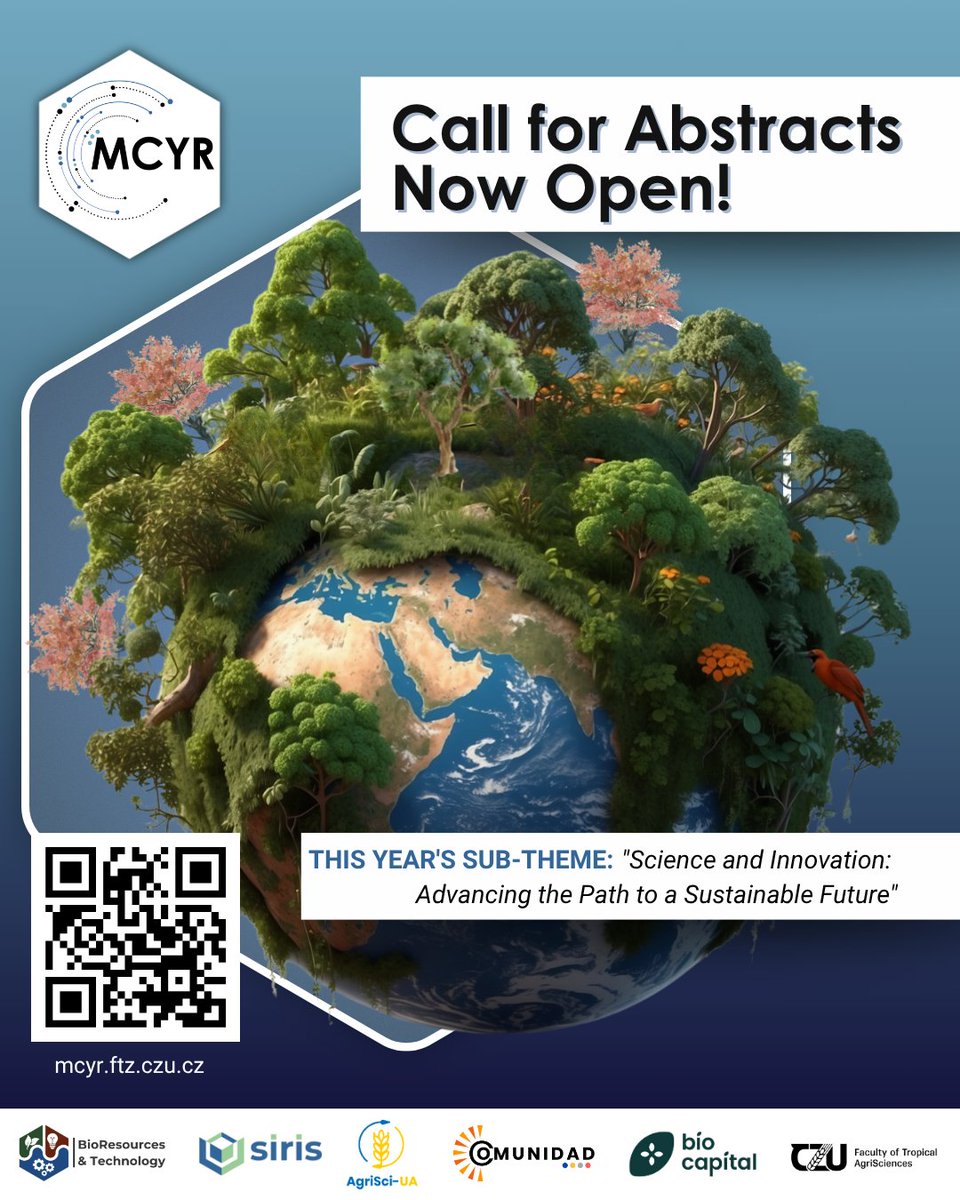 BioRes_Tech's tweet image. 🚨#Abstract Submissions OPEN for #MCYR2025
Are you an #EarlyCareerResearcher ready to showcase your work and shape the future of #Science?🌍
🗓️Oct 9-10, 2025
📍@CZUvPraze
🌐 mcyr.ftz.czu.cz/en

#FreeConference #MultidisciplinaryResearch #Sustainability #Prague #Research #BRT