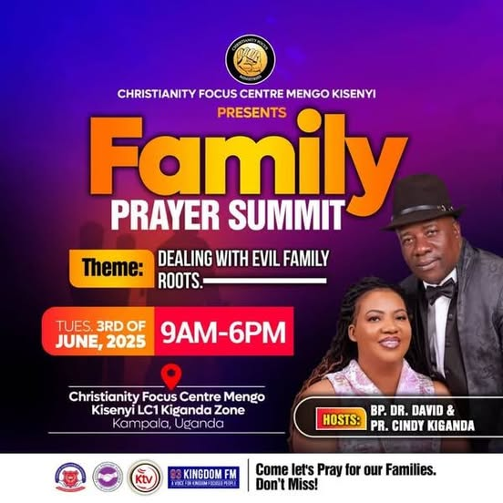 KINGDOM TV (@kingdomtvuganda) on Twitter photo Ku lw'okubiri lwa wiiki eno nga 3rd June ku lunaku lwa bajjuulizi, tosubwa olukungana lwa Family Prayer Sumit wano ku kkanisa ya Christianity Focus Centre Mengo - Kisenyi.
#AnitaAmong <a href="/KigandaBishop/">Bishop David Kiganda</a> <a href="/PrCindyKiganda/">Pastor Cindy Kiganda</a>
#KTVUpdates #familyprayersummit Ku lw'okubiri lwa wiiki eno nga 3rd June ku lunaku lwa bajjuulizi, tosubwa olukungana lwa Family Prayer Sumit wano ku kkanisa ya Christianity Focus Centre Mengo - Kisenyi.
#AnitaAmong <a href="/KigandaBishop/">Bishop David Kiganda</a> <a href="/PrCindyKiganda/">Pastor Cindy Kiganda</a>
#KTVUpdates #familyprayersummit