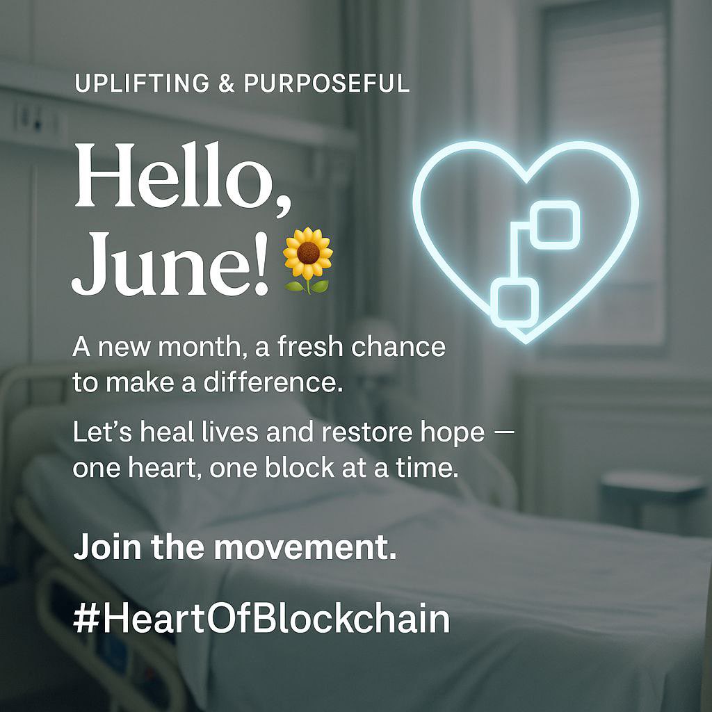 deevarh07's tweet photo. GM CT
Hello, June! 🌱
A new month brings a fresh chance to create impact.

Let’s heal lives and restore hope —
✨ One heart,
🧱 One block,at a time.

Together, we build with purpose.
Join the movement. 💛
#HeartOfBlockchain #Web3WithImpact #NewNewMonth https://t.co/Dd6jY7JOYN