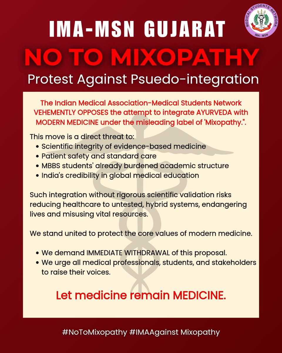 IMA_MSN_GUJARAT's tweet photo. #IMASaysNoToMixopathy https://t.co/8pnm7UQ63x