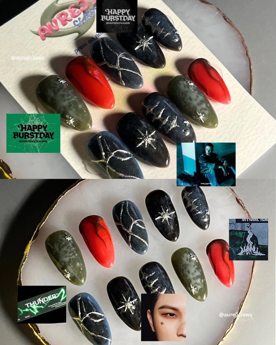 soonhaowon's tweet photo. Happy Burstday inspired nails by aurejiclaws ❤️‍🔥
 
#SEVENTEEN #세븐틴
#HAPPY_BURSTDAY
#SVT_THUNDER https://t.co/HbuDsO7ceg