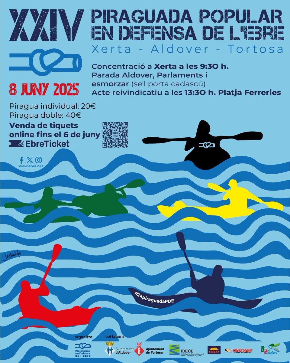 Aigua és Vida (@aiguaesvida) on Twitter photo 🚣🏼 XXIV PIRAGUADA POPULAR EN DEFENSA DE L'EBRE
🗓 Diumenge, 8 de juny ⏰ 9:30h 📍 Embarcador de Xerta
La <a href="/PDE/">Defensa de l'Ebre</a> alerta que, tot i que les restriccions han acabat, es plantegen infraestructures molt lligades amb el transvasament de l’Ebre.
✍ Inscripcions ebre.net/bloc/2025/05/x… 🚣🏼 XXIV PIRAGUADA POPULAR EN DEFENSA DE L'EBRE
🗓 Diumenge, 8 de juny ⏰ 9:30h 📍 Embarcador de Xerta
La <a href="/PDE/">Defensa de l'Ebre</a> alerta que, tot i que les restriccions han acabat, es plantegen infraestructures molt lligades amb el transvasament de l’Ebre.
✍ Inscripcions ebre.net/bloc/2025/05/x…