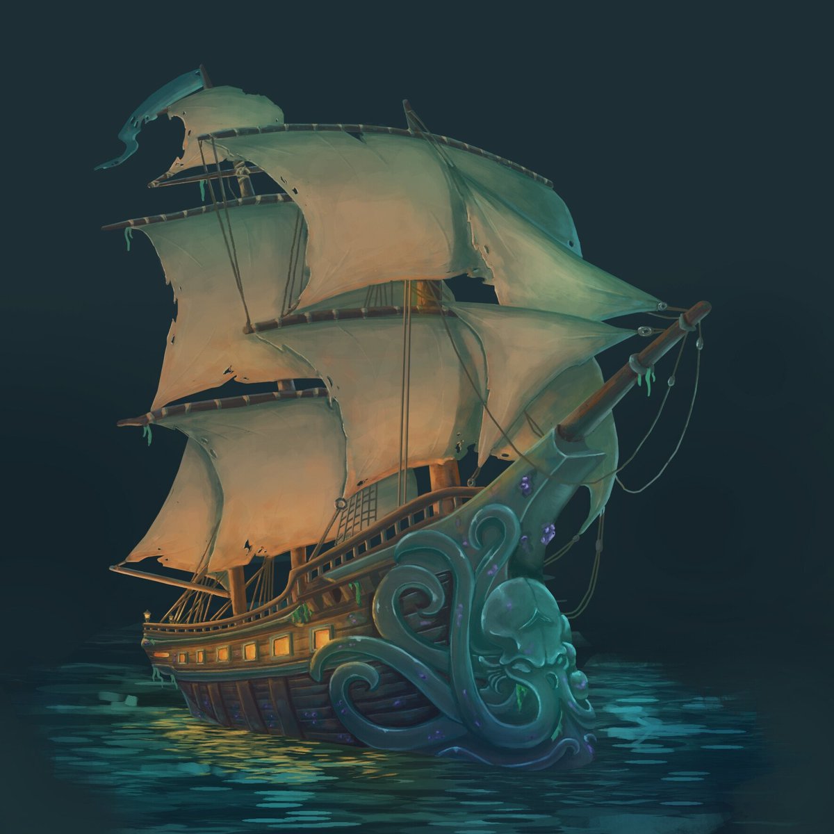 BiaujouLaura's tweet photo. ⛵ A little boat in the D&amp;D style 🐙 #illustration #art #boat #Cthulhu #RPG #illustrationart https://t.co/hhFYKfg84Q