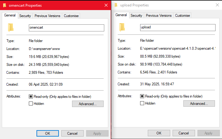milsaware's tweet photo. It's been nearly 2 months since I started on omenCart, something I thought would initially take ~2 weeks. With the admin panel almost complete, here is the difference in size between OmenCart and OpenCart (upload folder) so far

For anyone watching, something awesome is coming https://t.co/7y135s9Cmg
