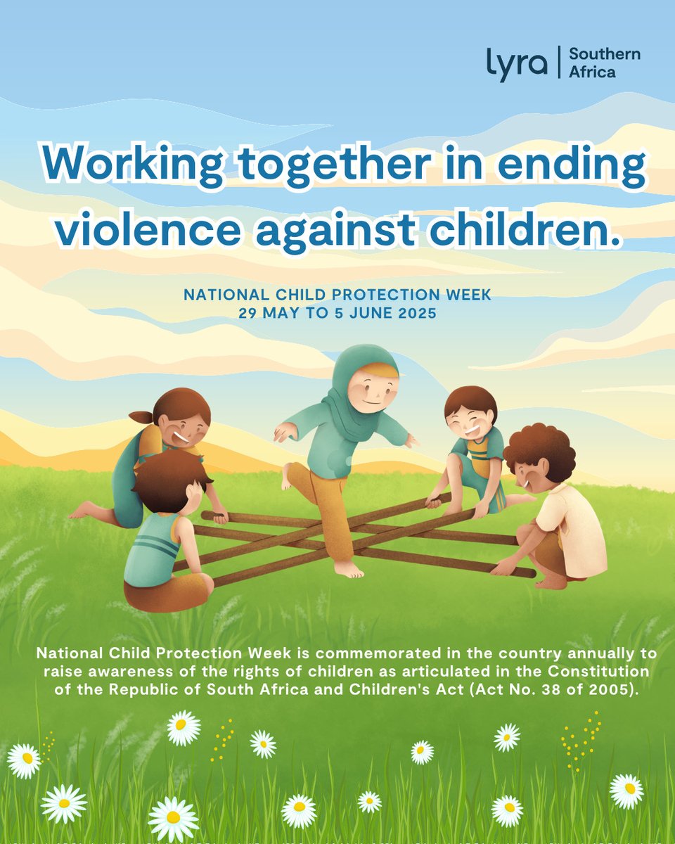 lyrasouthafrica's tweet image. It's National Child Protection Week  (May 29th to June 5th) in SA! Our children's rights are enshrined in the Constitution &amp;amp; Children's Act. Let's protect them, raise awareness, &amp;amp; build a safer future for all kids. 

#NationalChildProtectionWeek #ChildProtection #SouthAfrica