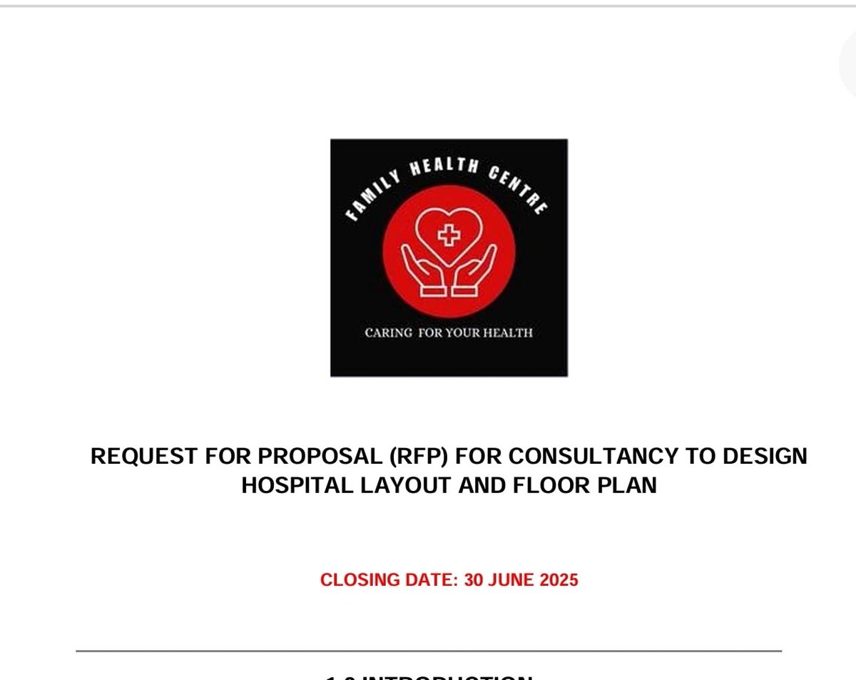 The FHC is Requesting For Proposal from indivuals and companies with traceable experience in architectural, structural, electrical, mechanical and civil engineering design for its proposed private hospital. See details
docs.google.com/document/d/1KH…