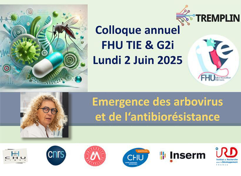 RESINFIT's tweet image. 🗣️ &quot;Émergence des arbovirus et de l&apos;#antibiorésistance&quot;

✔️ Aujourd&apos;hui, Marie-Cécile Ploy - Directrice de l&apos;UMR 1092 @RESINFIT - participe au colloque annuel 𝗙𝗛𝗨 𝗧𝗜𝗘 (Territoires, Infections, Environnement) et 𝗚𝟮𝗶 à #Montpellier ❕

➕ chu-nimes.fr/agenda/colloqu…