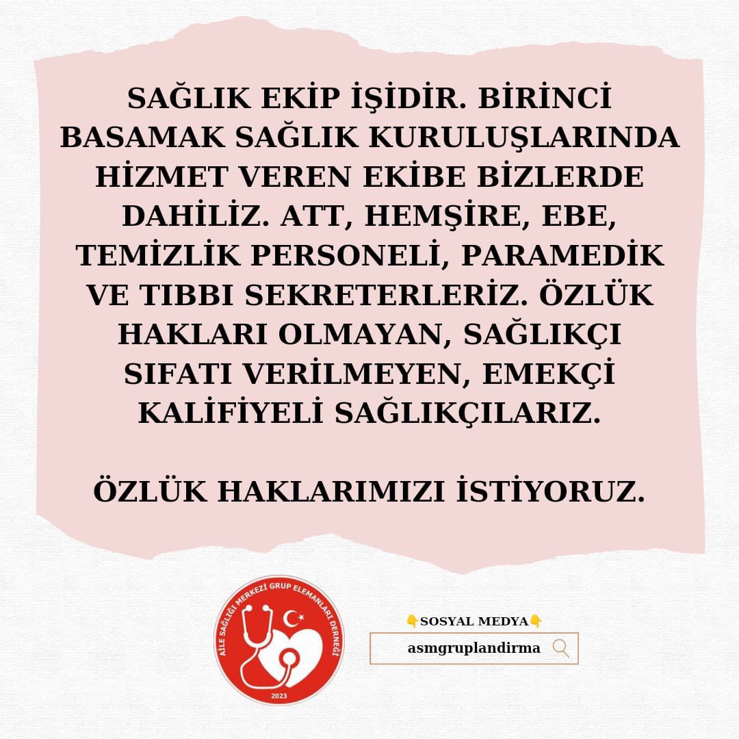 Herkesin sorumluluğu farklı görev tanımı istiyoruz biz buradayız özlük haklarımız nerede
#Güvenceliçalışmaistiyoruz