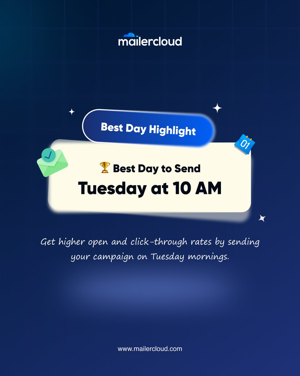 mailercloud's tweet image. 📬 Email marketers, listen up!
When you send your campaign is just as important as what’s inside it.

📊 We analyzed engagement data and found the sweet spot:
🕙 Tuesday at 10 AM = Maximum Opens &amp;amp; Clicks

👉 Save this and optimize your next send.
