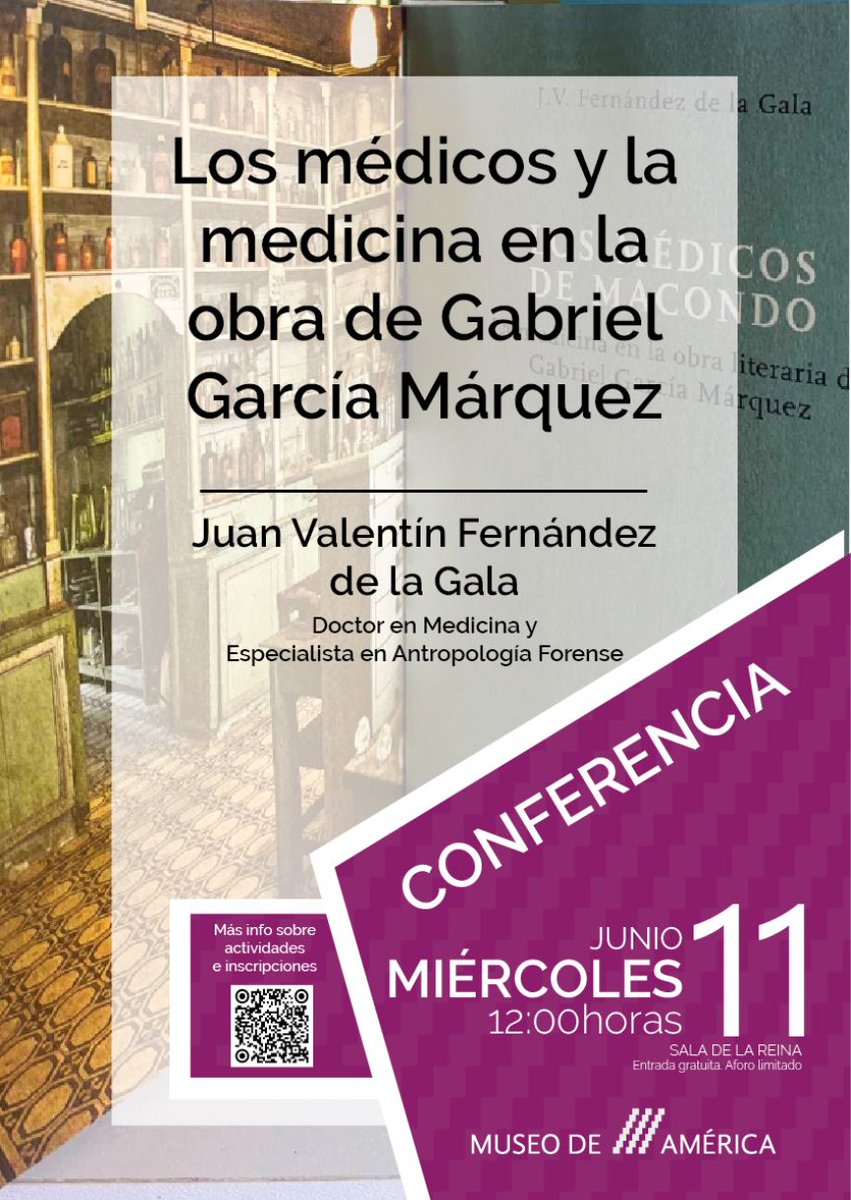 Conferencia

«Los médicos y la medicina en la obra de Gabriel García Márquez»
Juan V. Fernández de la Gala <a href="/TREMEDICA/">Tremédica</a> <a href="/AsemeyaOficial/">ASEMEYA</a>

Madrid🇪🇸: <a href="/MuseoDeAmerica/">Museo de América</a>, 11 de junio.
Info: cultura.gob.es/museodeamerica…
