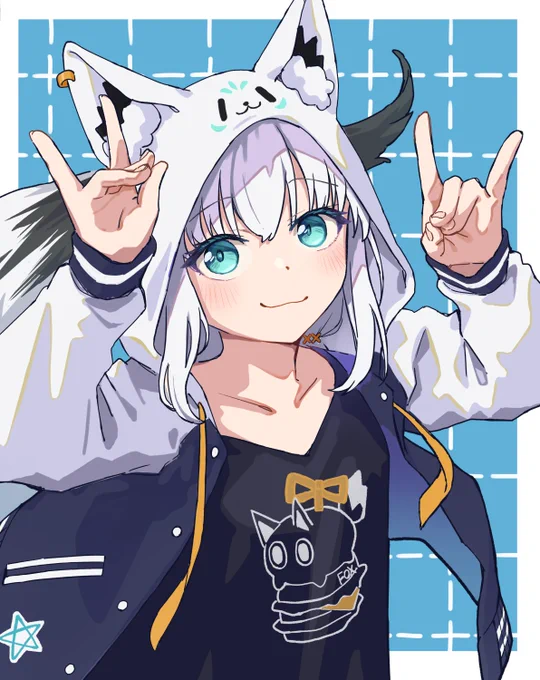 フブさんの手遊び(狐のポーズ) #絵フブキ