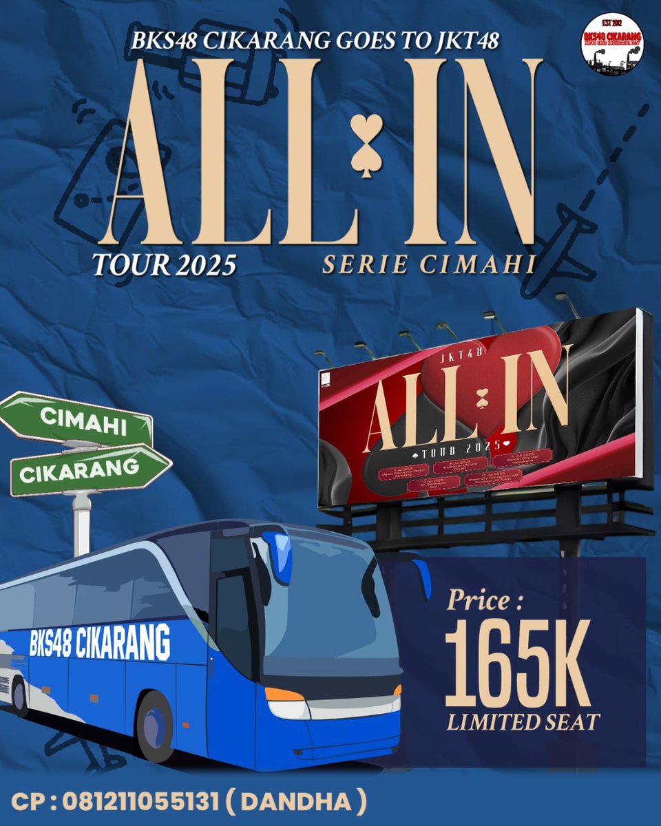 Buat kalian yang mau 2s dan ketemu oshinya di event ALL IN TOUR 2025. Masih bingung mau naik apa nanti pas event, tenang  MinCik open trip nih Fren. Bareng MinCik aja kita seru seruan bareng di perjalanan. Maka dari itu simak informasi berikut

Berikut detail keberangkatanya: