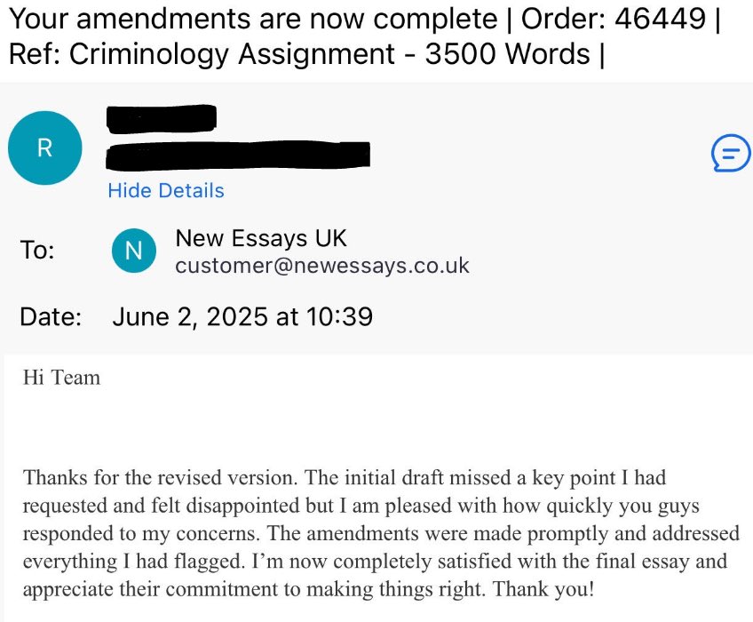 newessays's tweet image. Big thanks to all our amazing customers for sharing your feedbacks —we’re so grateful for your support! Your satisfaction remains our top priority 🙌💬
#essaywritinghelp
#newessays