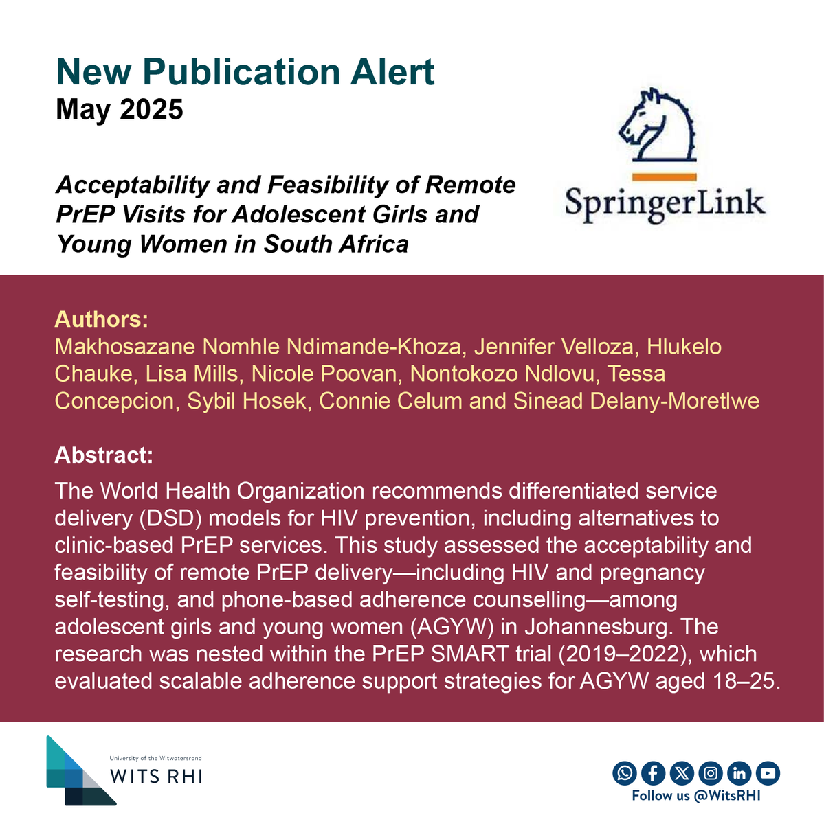 #ResearchMonday: How can we help young women stay on PrEP from home? A new <a href="/WitsRHI/">Wits RHI</a> study shows remote #PrEP delivery via self-test kits + phone counselling is empowering &amp;convenient for #AGYW. But challenges like stigma &amp; privacy remain. Read more: bit.ly/4dFZX6R