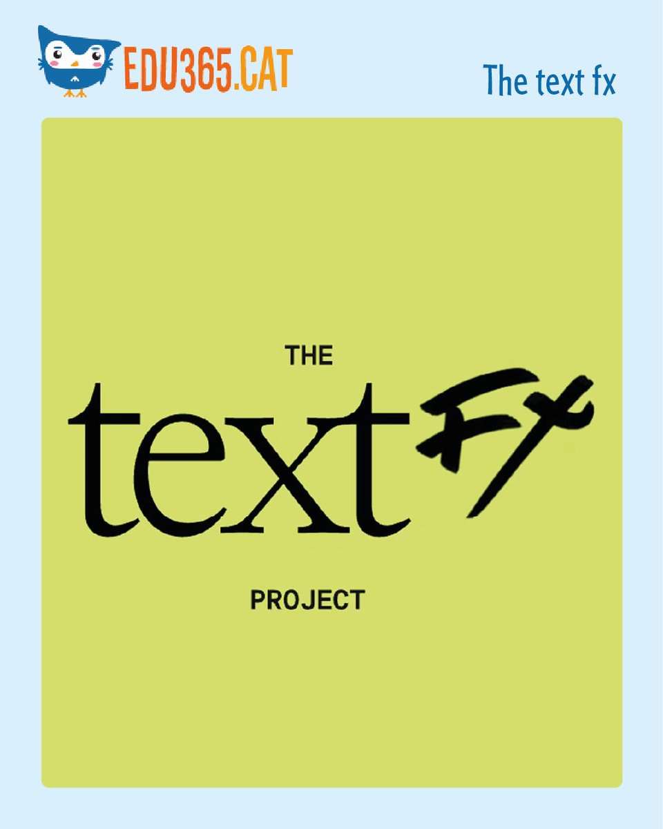 edu365's tweet image. Descobriu #TextFX! Una eina divertida per fer animacions, canvis de colors i altres efectes! Feu els vostres textos espectaculars! 

🔗 textfx.withgoogle.com 
🔗 edu365.cat 

#anglès #batxillerat #Edu365