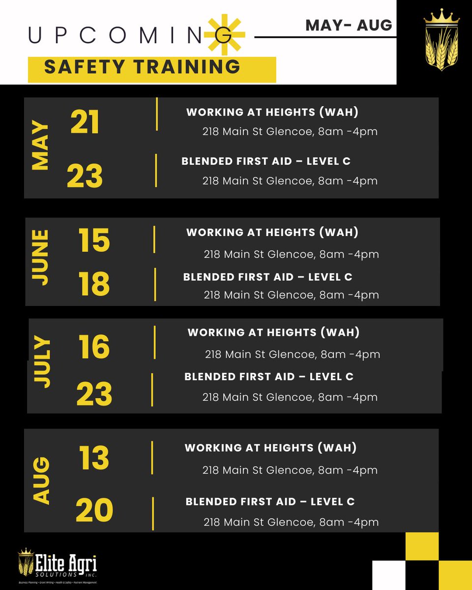 Check out our upcoming training dates for the summer months! 
courses.eliteagrisolutions.ca/v1/index.cfm?a…