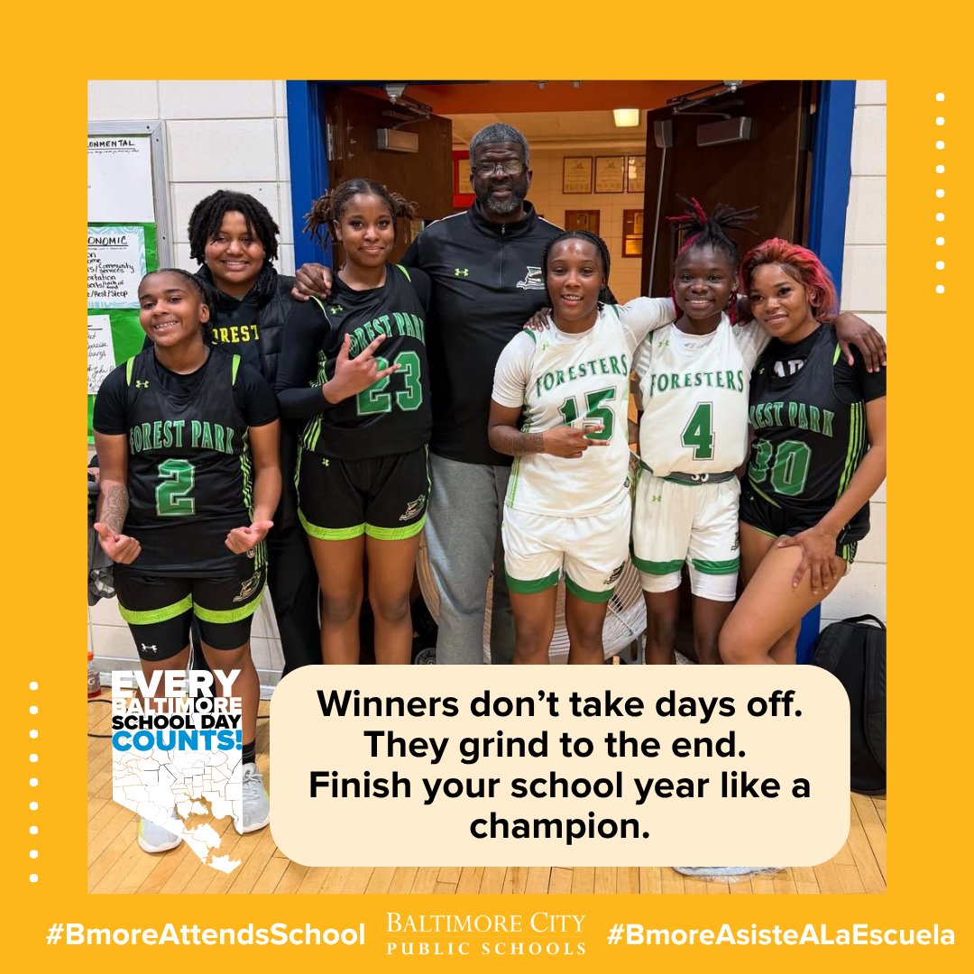 Winners don’t take days off. They grind to the end. Finish your school year like a champion. #BmoreAttendsSchool