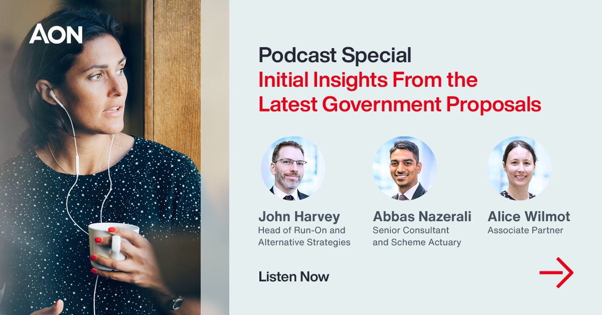 🎙️Podcast Special: The UK Government’s response to the consultation on Options for DB Schemes.

Aon's Abbas Nazerali, John Harvey and Alice Wilmot to discuss their initial reactions to the government’s response regarding DB surplus release flexibilities.

aon.io/44YnXjs