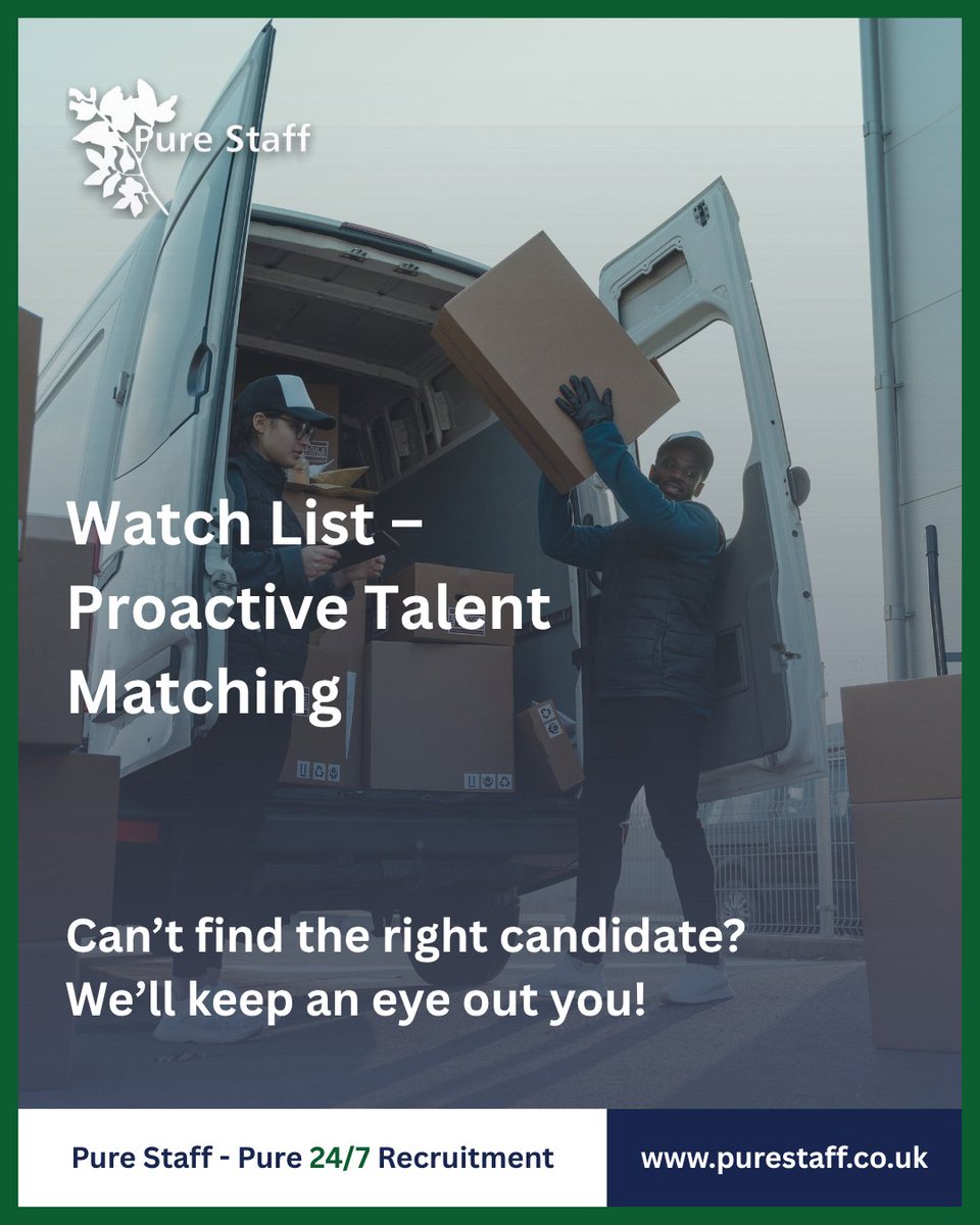 PureStaffLtd's tweet image. Register your vacancy with Pure Staff here and we’ll keep a close eye on the market, alerting you the moment a matching candidate becomes available.

It’s proactive recruitment that works while you wait.

#PureStaff #WatchList #ProactiveHiring