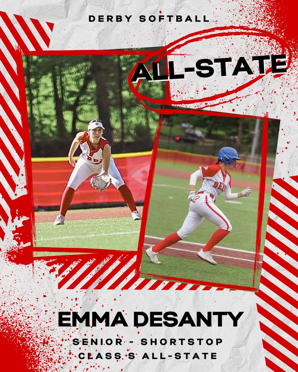 Congratulations to senior Emma DeSanty on being named to the CHSCA Class S All-State team for softball! 

<a href="/DerbyRedRaider/">Derby High School</a> <a href="/RedRaiderCT/">MaskedRedRaider</a> <a href="/DerbyCTSoftball/">Derby CT Softball</a> <a href="/derbypssuper/">Matt Conway</a>