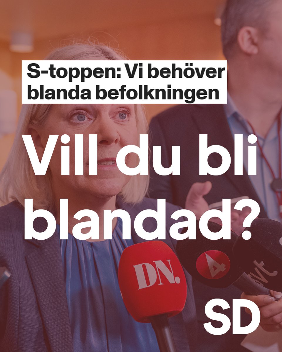 Socialdemokraterna vill tvångsblanda Sveriges befolkning. Det beslutade de under sin partikongress i helgen.

I stället för att ta ansvar för sin misslyckade politik vill de nu att hela Sverige ska få uppleva konsekvenserna av den. Även områden som i dag är relativt lugna ska,