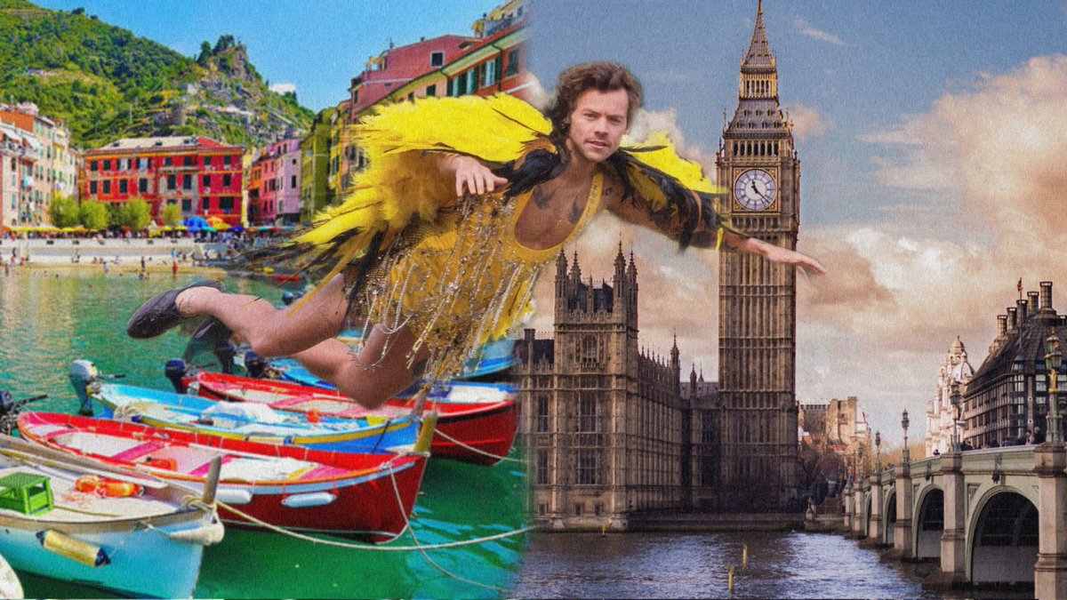harry na Itália          harry em londres 
       ontem                              hoje