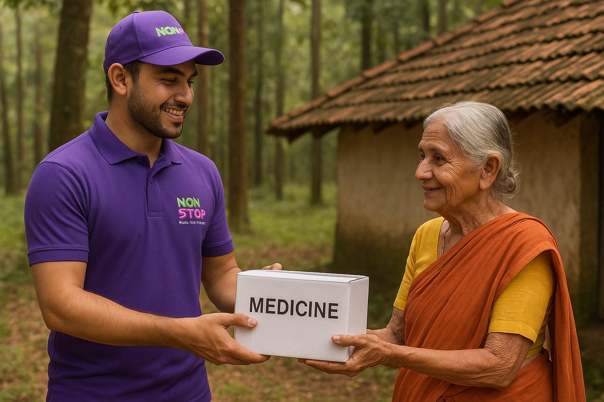 Nonstopcargo's tweet photo. 🏡📦 Where Roads End, We Begin – Nonstop Courier
In the heart of the forest, where no one else reaches, we deliver care.
💊 Today it’s medicine for a mother, tomorrow it could be hope for someone else.
💜 Spot our Lavender Tee – it’s not just a uniform, it’s a promise.
#Medicare https://t.co/QxJYc2bHwp