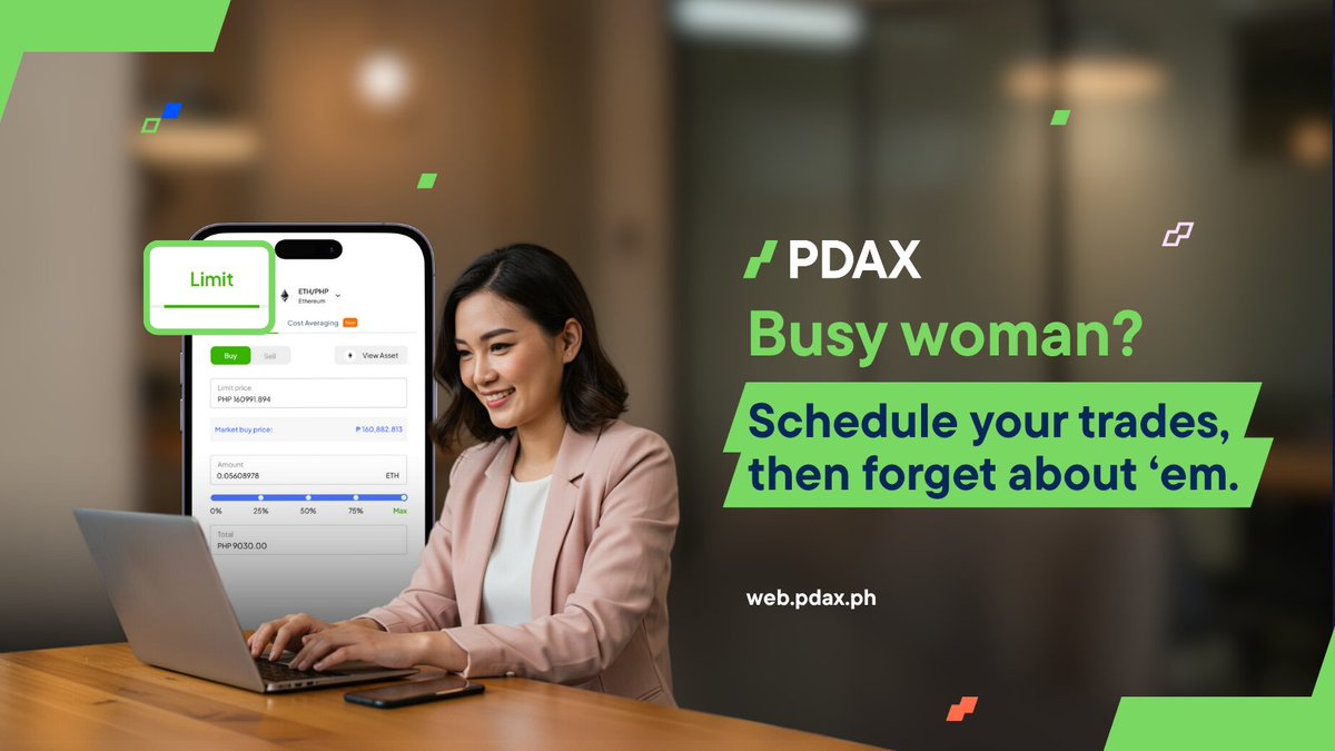 In her 𝗕𝘂𝘀𝘆 𝗪𝗼𝗺𝗮𝗻 era 💅

✅ Never checks prices every 5 mins
✅ Doesn’t trade manually
✅ Still gets the price she wants 💁‍♀️

Limit orders, babe. 📲 Only on PDAX.